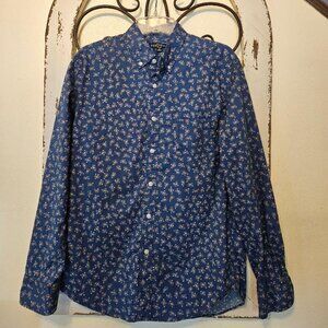 J.Crew Mercantile Women`s Blue Paisley Collar Button down Flex Shirt size M